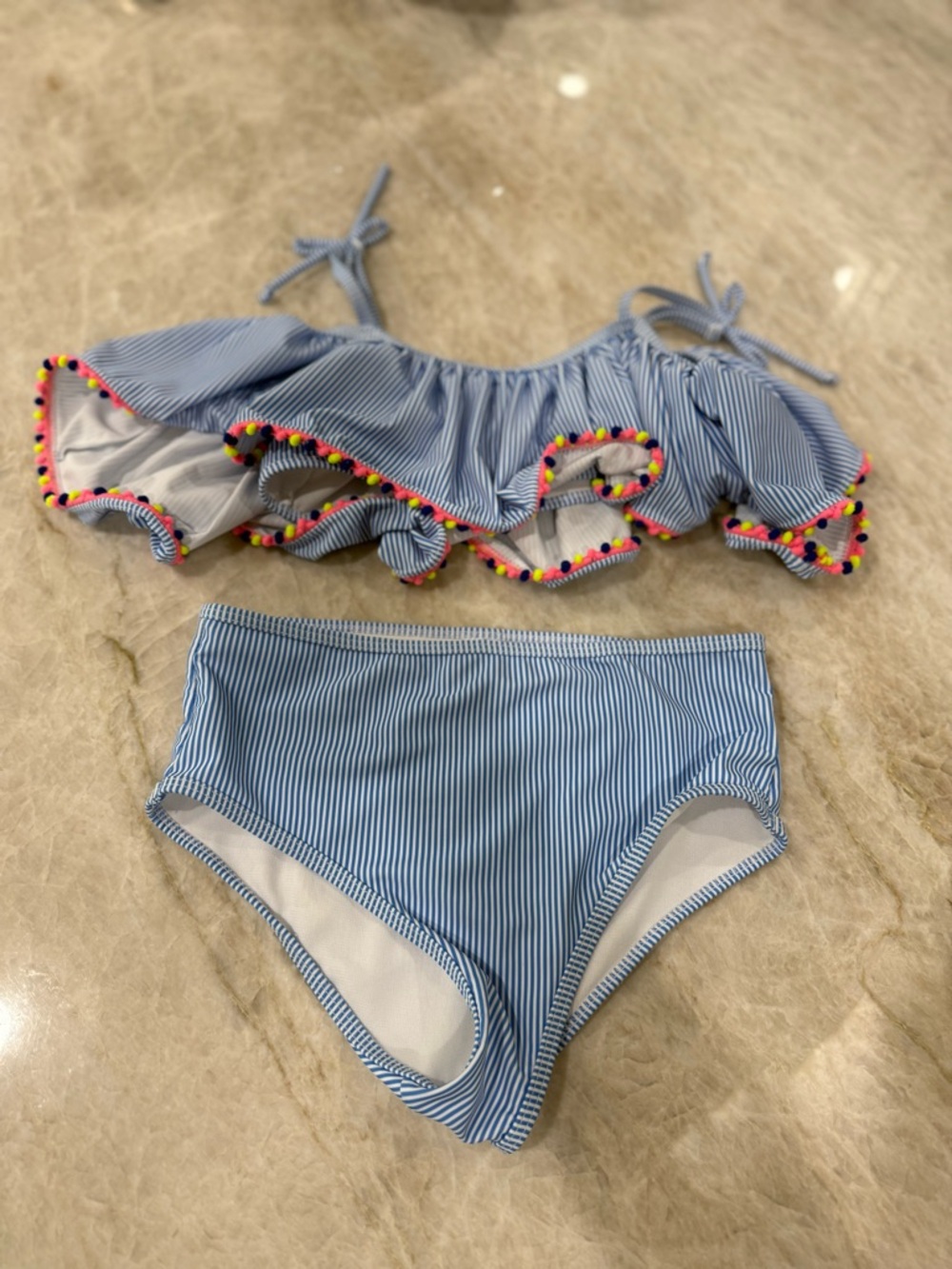Girls Tommy Bahama 2 Piece Ruffle Multi Color Tropical Swim Suit Size 12